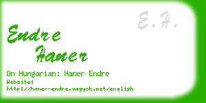 endre haner business card